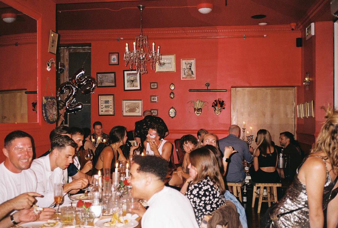The whole room full on a busy night